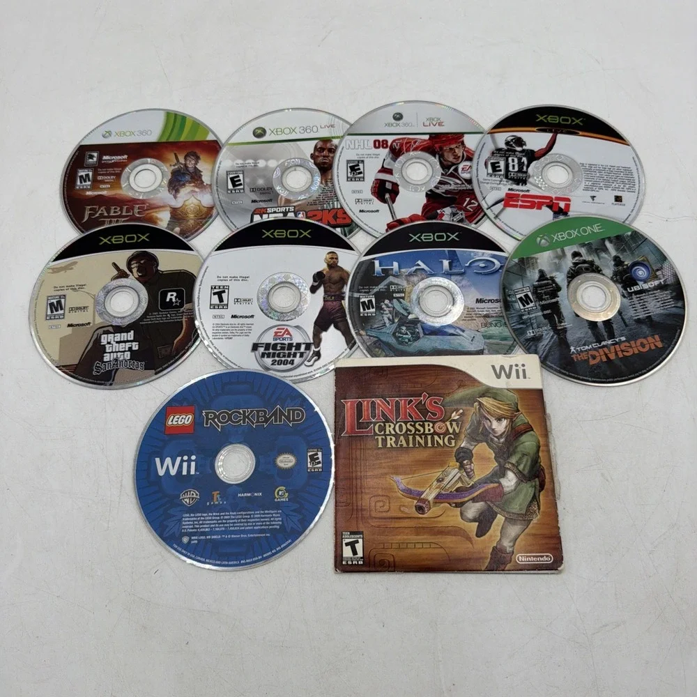 Mixed Console Lot of 10 Untested Video Games Xbox 360, Wii Disc Only